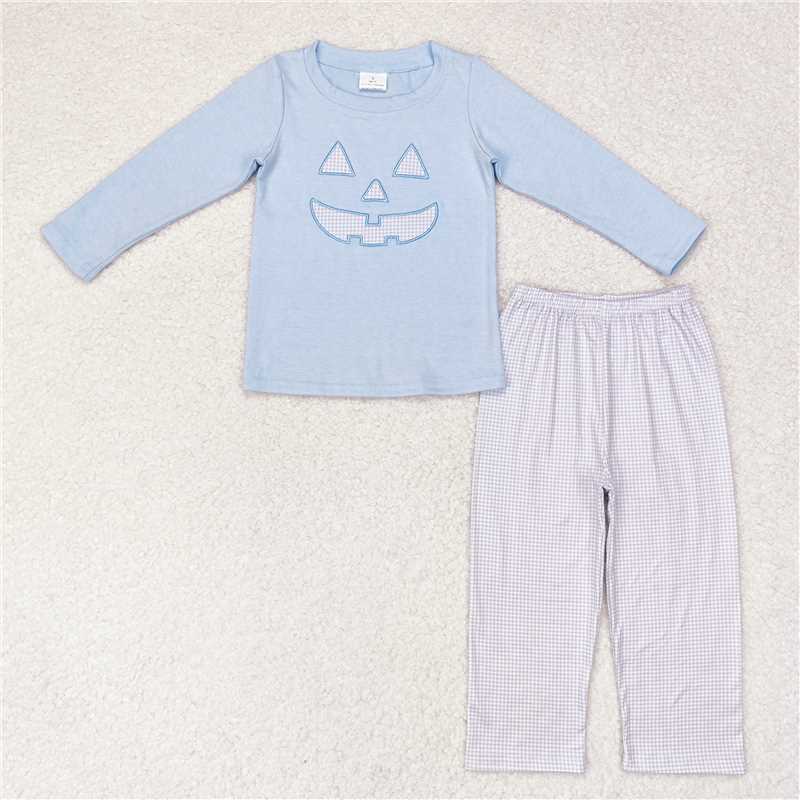BLP0562Light blue top plaid pants kids boys Halloween outfits