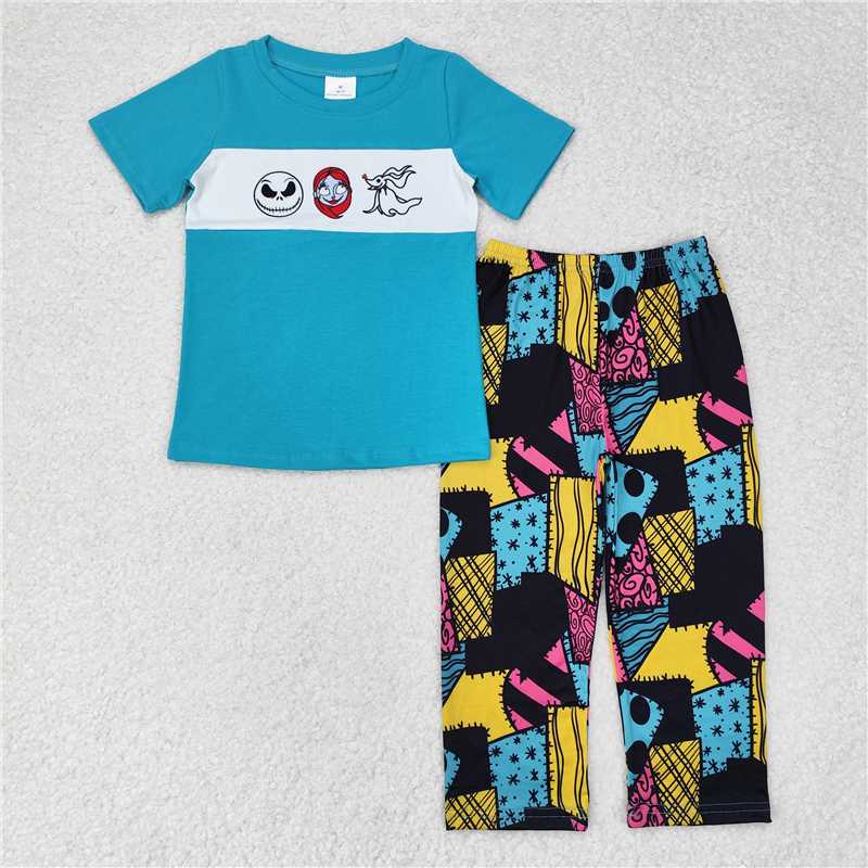10.17 RTS NO MOQ （In stock）Matching Halloween BSPO0416 Baby Boys Halloween Nightmare Tops Pants Clothes Sets