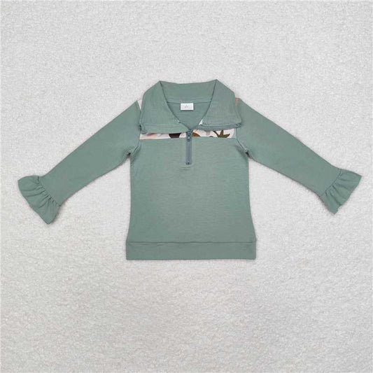 GT0669  Sibling Boys Girls Green Camo Ducks Rompers Pullovers Pajamas Sets