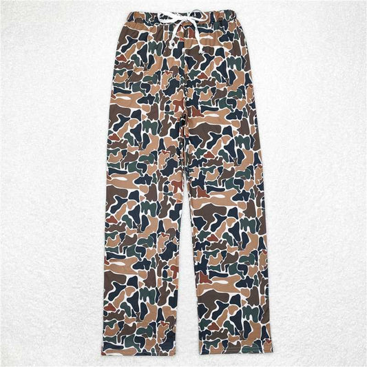 P0586  Adult Man Camo Brown Fall Bottom Pants Pajamas