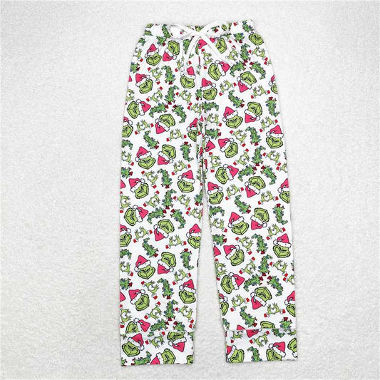 P0542  3 Colors Adult Women Christmas Green Face Bottom Pants Pajamas