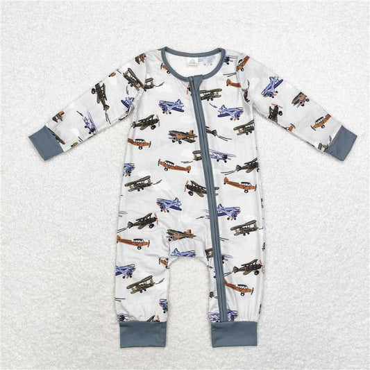 RTS LR1326 Modal airplane beige green zipper long-sleeved jumpsuit