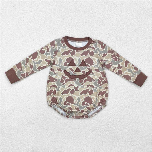 USA Shop (in stock) LR1841 Embroidered Halloween smiley face camouflage long-sleeved jumpsuit