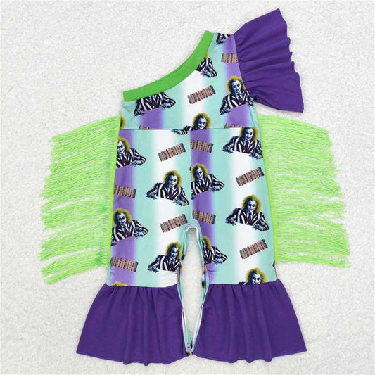 SR1944  Baby Infant Girls Halloween Tassels One Shoulder Rompers