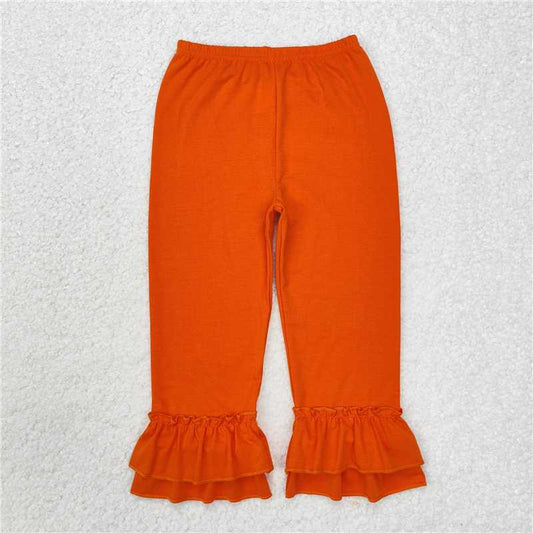P0634  Baby Girls Orange Double Ruffle Pants