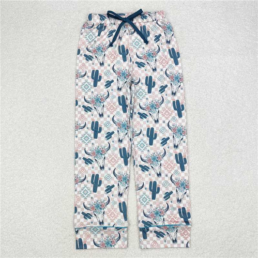 P0584  Adult Women Western Cow Cactus Bottom Pants Pajamas