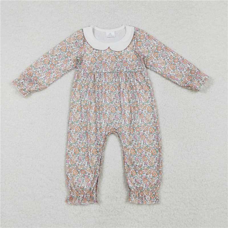 LR1238 LR0943 LR1448  Baby doll collar long romper: floral style & striped style & small animal print style