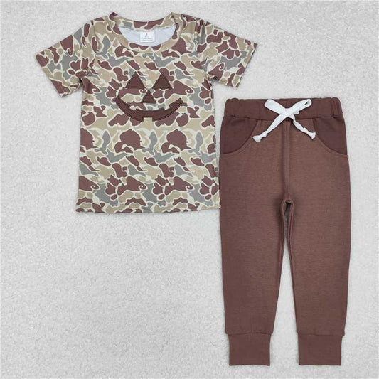 BSPO0481 Baby Boys Camo Halloween Smile Face Top Pants Outfits Clothes Sets