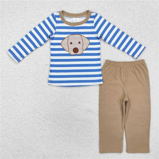 BLP0478Long sleeves stripe dog top pants boys clothing