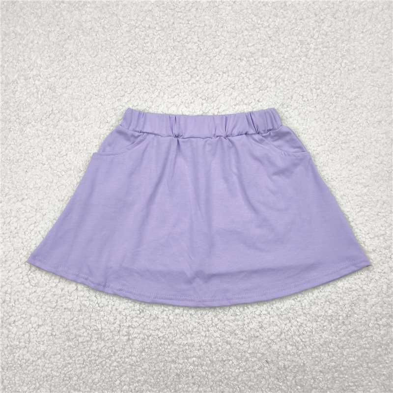 12.25 RTS NO MOQ （In stock）Matching GLK0067 Baby Girls Lavender Cotton Pocket Skorts Skirts