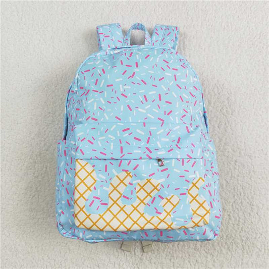 USA Warehouse (IN STOCK) BA0297 Light blue ice cream sprinkle kids backpack
