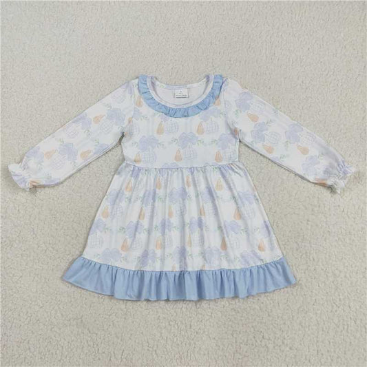 11.27 RTS NO MOQ （In stock）Matching GLD1129 Baby Girls Pumpkins Flowers Plaid Fall Knee Length Dresses