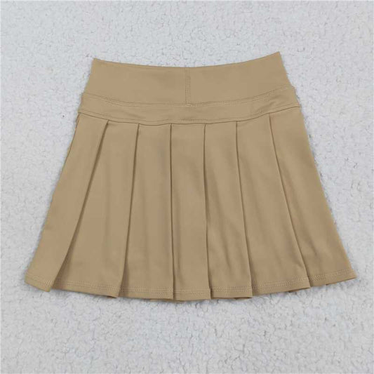 12.24 RTS NO MOQ （In stock）Matching GLK0123 Baby Girls Khaki Yoga Skorts Pleated Skirts Bottom