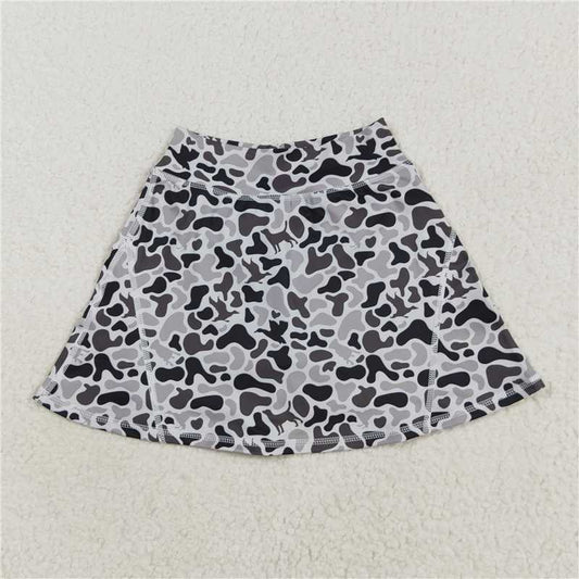 12.24 RTS NO MOQ （In stock）Matching GLK0127 Baby Girls Western Gray Ducks Camo Yoga Skorts Bottom