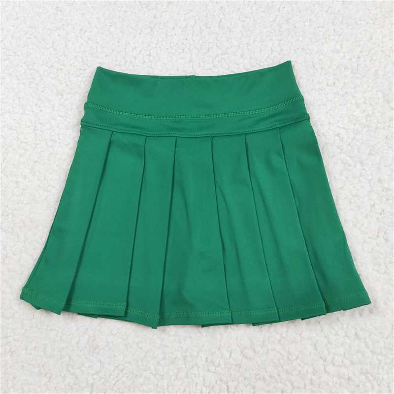 12.24 RTS NO MOQ （In stock）Matching GLK0126 Baby Girls Green Yoga Skorts Pleated Skirts Bottom