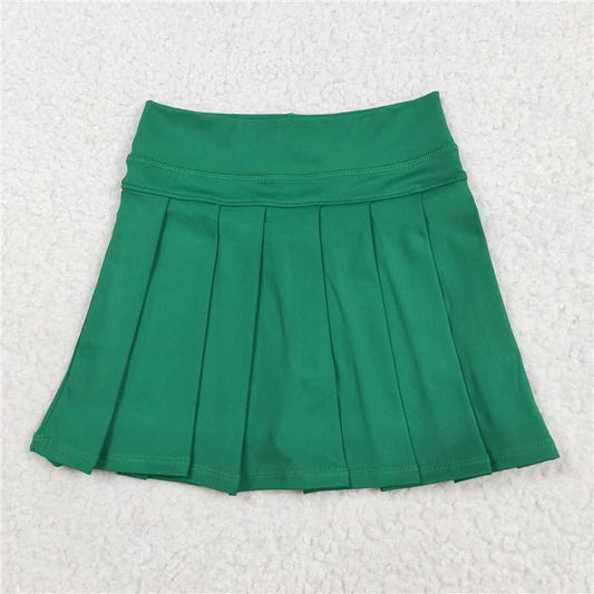 12.24 RTS NO MOQ （In stock）Matching GLK0126 Baby Girls Green Yoga Skorts Pleated Skirts Bottom