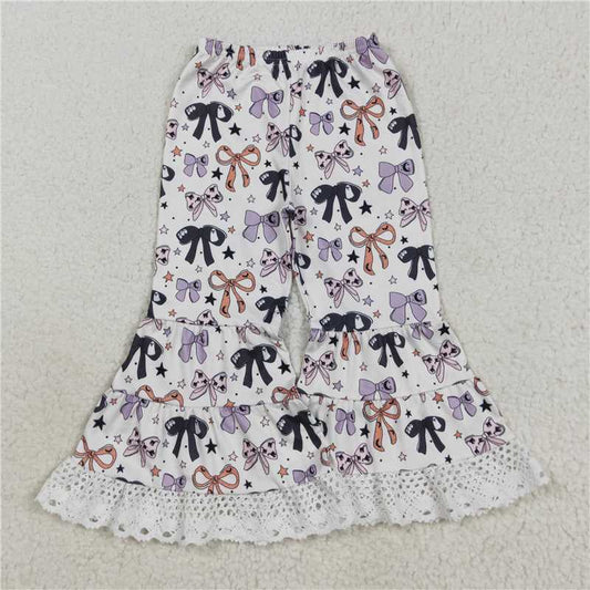 10.21 RTS NO MOQ （In stock）Matching Halloween P0783 Baby Girls Colorful Bows Stars Plaid Bell Bottom Pants