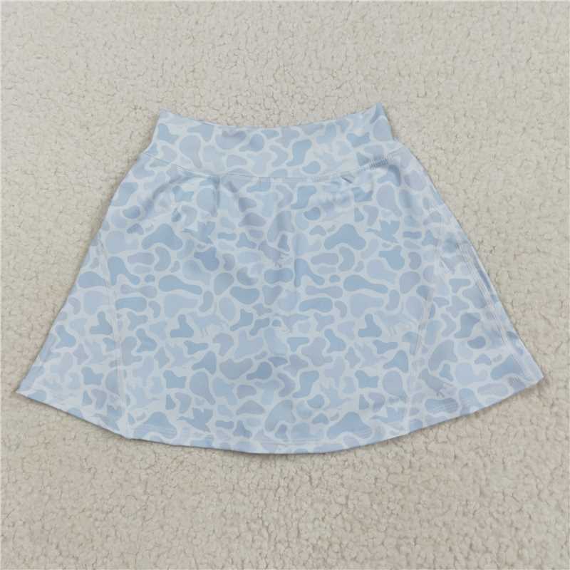12.24 RTS NO MOQ （In stock）Matching GLK0129 Baby Girls Western Light Blue Camo Yoga Active Skorts Bottom