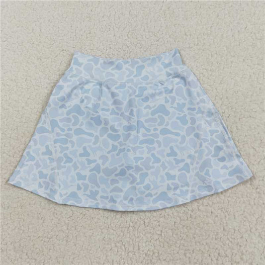 12.24 RTS NO MOQ （In stock）Matching GLK0129 Baby Girls Western Light Blue Camo Yoga Active Skorts Bottom