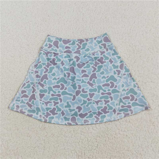 12.24 RTS NO MOQ （In stock）Matching GLK0128 Baby Girls Western Green Camo Yoga Active Skorts Bottom