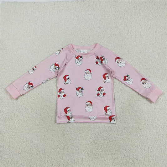 11.19 RTS NO MOQ （In stock）GT1111 Baby Girls Pink Santa Snowflake Christmas Tee Shirts Top