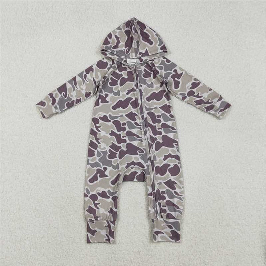 USA Warehouse (IN STOCK) LR2811 Baby Boys Southern Grey Camo Hoodie Two Way Converbitle Rompers