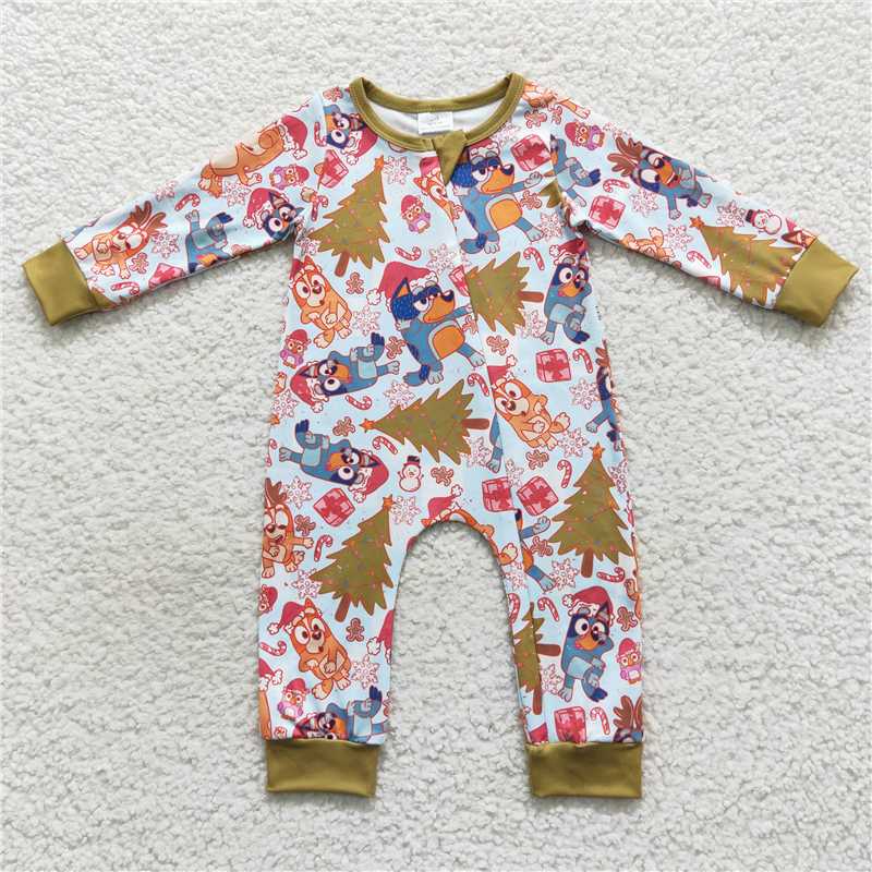 RTS LR0513 Boys Christmas Bluey Green Long Sleeve Bodysuit