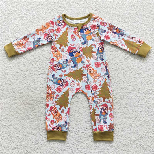 RTS LR0513 Boys Christmas Bluey Green Long Sleeve Bodysuit