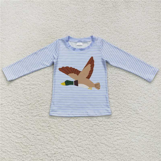 BT0365  Baby Boys Hunting Duck Stripes Long Sleeve Shirts Tops