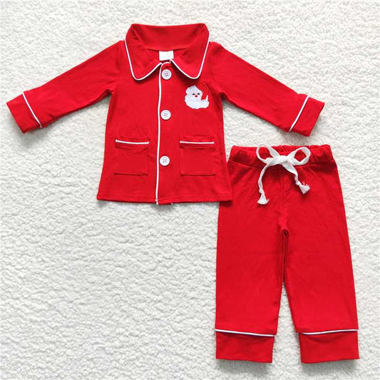 BLP0295Red santa kids boy Christmas pajamas
