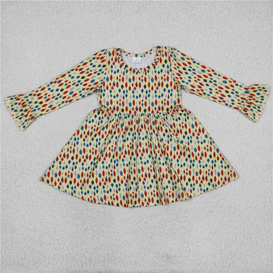 9.22 RTS NO MOQ（In stock）G6-11-1./ Baby Girls Winter Dress Colorful leaf yellow long-sleeved dress