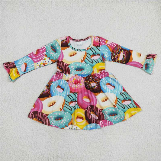 9.18 RTS NO MOQ（In stock）G6-11/ Baby Girls Winter Dress Colorful swimming ring long sleeve dress