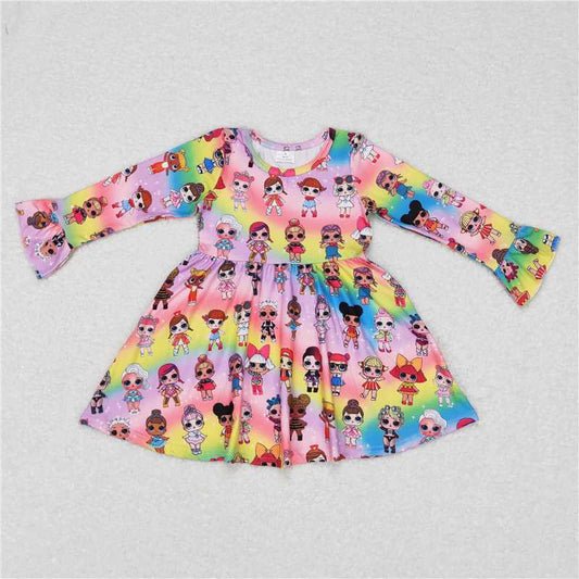 9.25 RTS NO MOQ（In stock）G6-6-5. Baby Girls Winter Dress Girls colorful long-sleeved dress