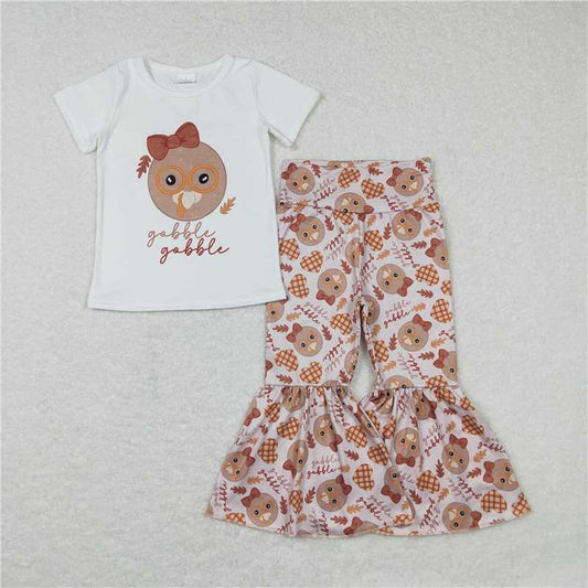 GSPO0905 gobble turkey white short-sleeved heart plaid trousers suit
