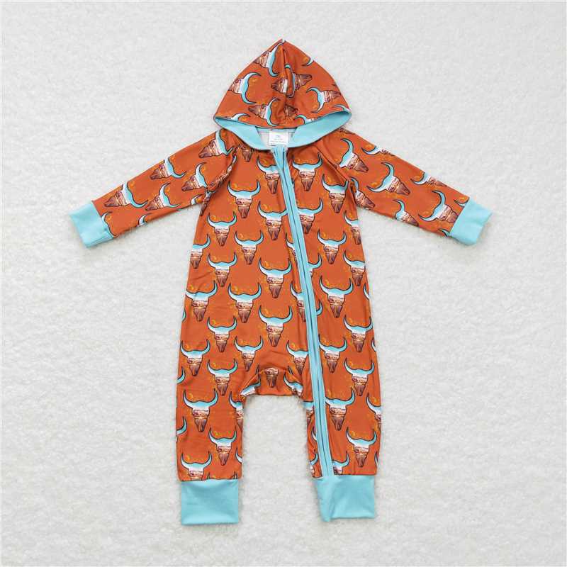RTS LR0703 Alpine Bullhead Yellow Brown Blue Hooded Zipper Long Sleeve Bodysuit