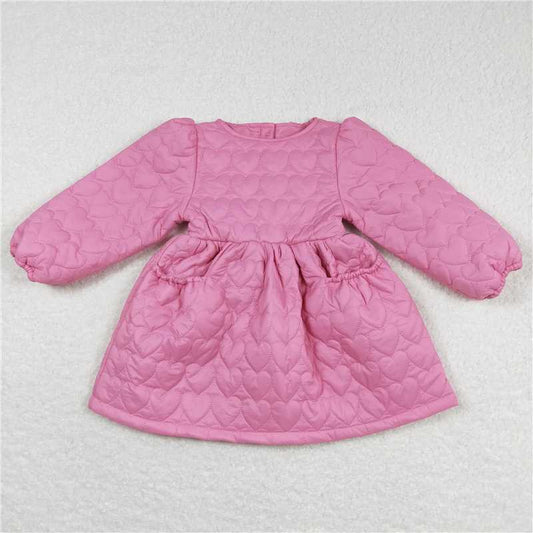 GLD0269  Baby Girls Pink Cotton Wadded Jacket Design Dresses