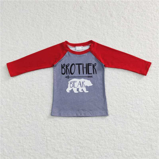 BT0449   Baby Boys Brother Bear Long Sleeve Christmas Tee Shirts Tops