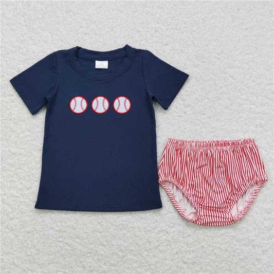 GBO0210  Baby Boys Infant Summer Baseball Tee Bummies Clothes Sets
