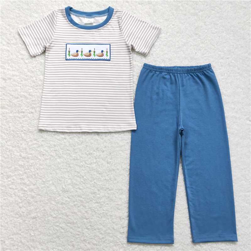Boys duck feather short-sleeved shirt pants clothing set-long-sleeved suit-crawling clothes mixed sizes