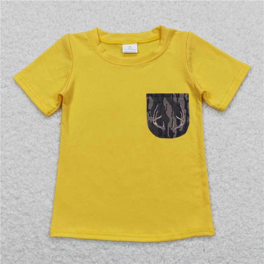 BT0604  Baby Toddler Boys Deer Camo Pocket Short Sleeve Tee Shirts Tops