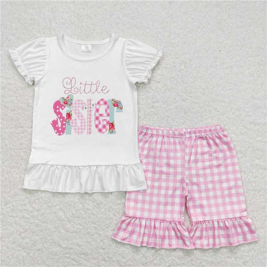 Baby Girls Little Sister Shirts Ruffle Shorts Clothes Sets