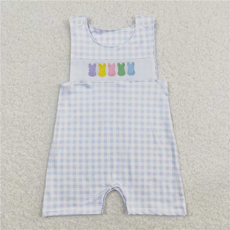 SR0691 Embroidery Baby Infants Easter Colorful Bunny Sleeveless Rompers