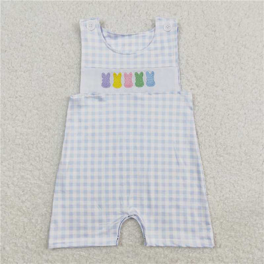 SR0691 Embroidery Baby Infants Easter Colorful Bunny Sleeveless Rompers