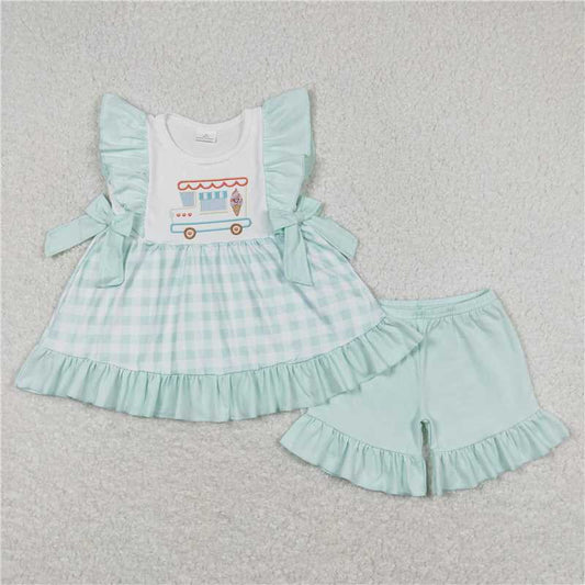 Baby Girls Cars Bows Tunic Ruffle Shorts Clothes Sets