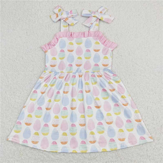 GSD0754  Baby Girls Pink Ruffle Easter Straps Knee Length Dresses