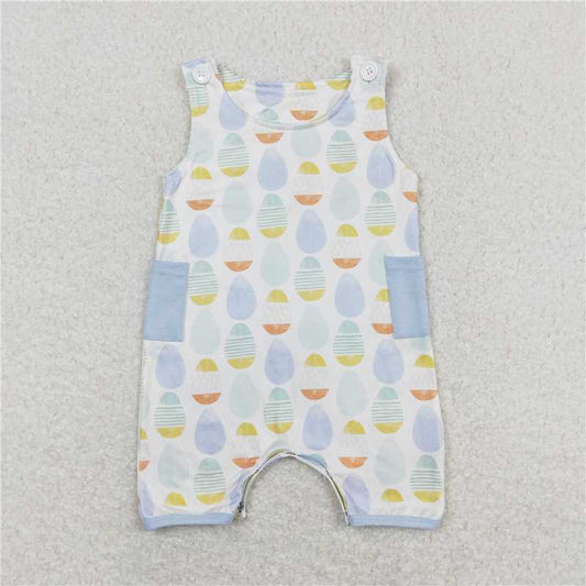 SR0901 Baby Boys Easter Eggs Sleeveless Buttons Rompers