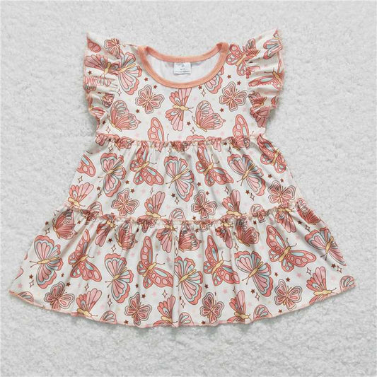 GT0558 Flutter sleeves butterfly patchwork baby girls shirt