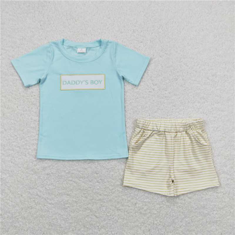 BSSO0522 Daddy's boy top stripe shorts children apparel