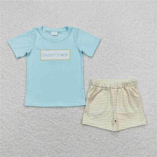 12.29 RTS NO MOQ （In stock）Matching BSSO0522 Baby Boys Daddy's Boy Shirt Shorts Clothes Sets