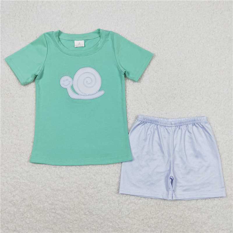 BSSO0571 Short sleeves snails shirt shorts boys summer clothes